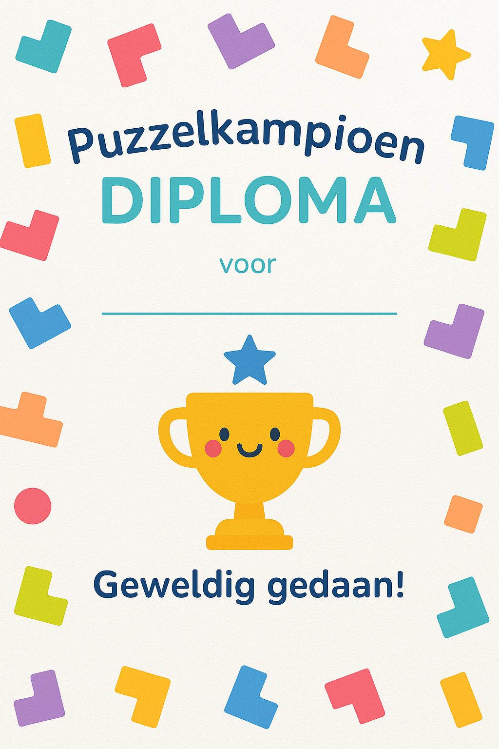 Diploma “Puzzelkampioen”